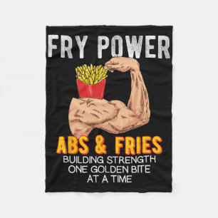 Funny Abs Exercise French Fries Muscle Building Bo Fleece Blanket