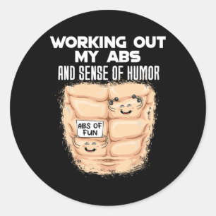 Funny Abs Exercise Muscle Building Bodybuilding 1 Classic Round Sticker