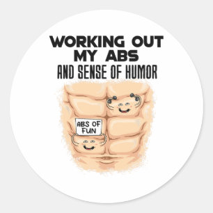 Funny Abs Exercise Muscle Building Bodybuilding Classic Round Sticker