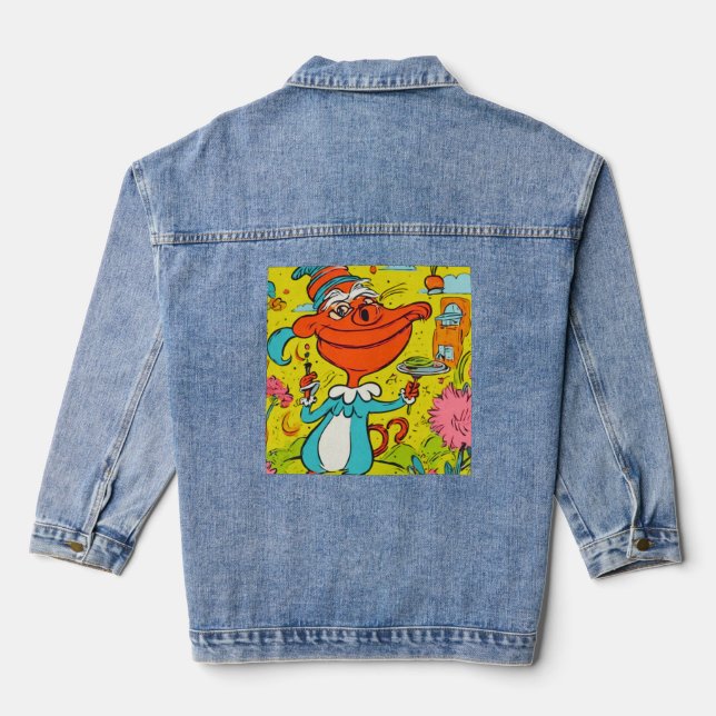 Funny Abstract Crocodile  Denim Jacket (Back)