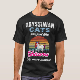 Funny Abyssinian Cat Design Retro Unicorn Vintage  T-Shirt