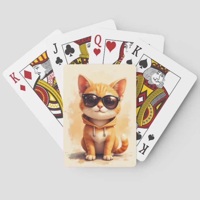 Funny Abyssinian Kawaii Cat Playing Cards (Back)