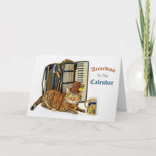 Funny Accordion Kitty Birthday Card (Front)