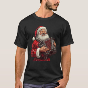 Funny Accordionist Christmas Xmas Santa Playing Ac T-Shirt