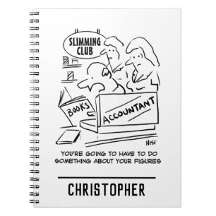 Funny Accountant Checks Slimming Club Figures Notebook