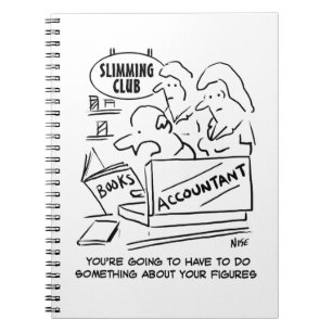 Funny Accountant Checks Slimming Club Figures Notebook