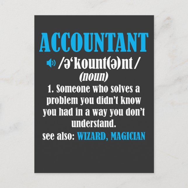 Funny Accountant Gift Idea Definition Accounting Postcard (Front)