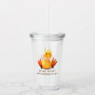 Funny Acrylic Tumbler Happy Birthday Yellow Duck