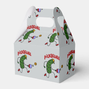 Funny Action Pickle Playing Pickleball Cartoon Favour Box