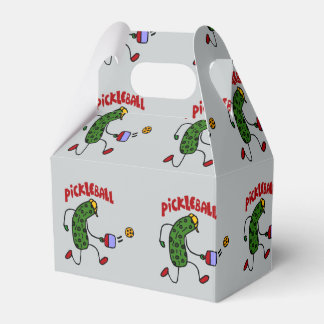 Funny Action Pickle Playing Pickleball Cartoon Favour Box