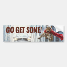Funny Action Squirrel Bumper Sticker "Get Some"			