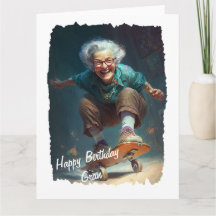Funny Active Grandma on a Skateboard Birthday