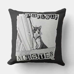 Funny Active Parkour Master Punk Kitty Design Cushion