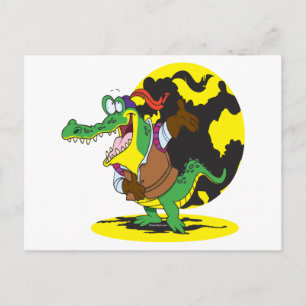 funny actor acting alligator cartoon character postcard