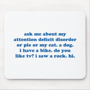 Funny ADD ADHD Quote - Blue Print Mouse Mat