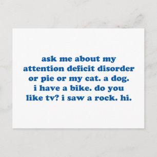 Funny ADD ADHD Quote - Blue Print Postcard