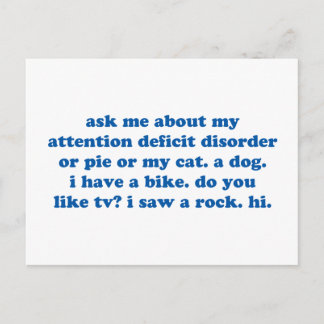 Funny ADD ADHD Quote - Blue Print Postcard