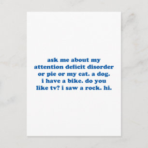 Funny ADD ADHD Quote - Blue Print Postcard