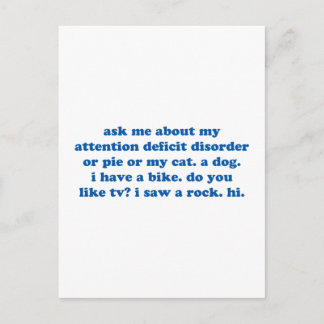 Funny ADD ADHD Quote - Blue Print Postcard