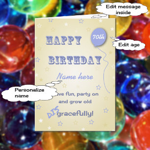 Funny add name 70th birthday change age card