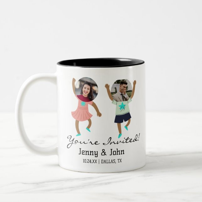 Funny Add Photo Customised Bride & Groom Wedding   Two-Tone Coffee Mug (Left)