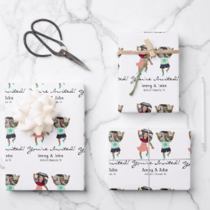 Funny Add Photo Customized Bride & Groom Wedding   Wrapping Paper Sheet