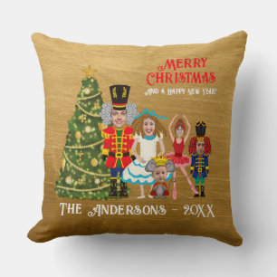 Funny Add Your Face Nutcracker Family Of Five Cushion