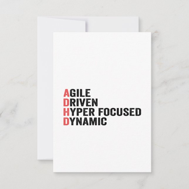 Funny Adhd Agile Driven Hyper Focused Dynamic Gift Thank You Card (Front)
