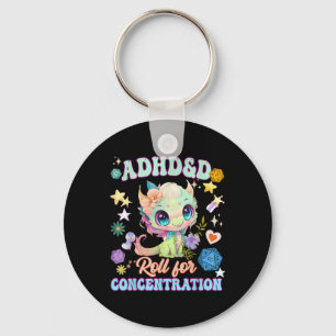Funny Adhd&d Roll For Concentration Cute Water Key Ring