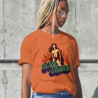 Funny ADHD Crisis Heroine Chaos Energy Retro Comic T-Shirt