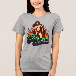 Funny ADHD Crisis Heroine Chaos Energy Retro Comic Tri-Blend Shirt