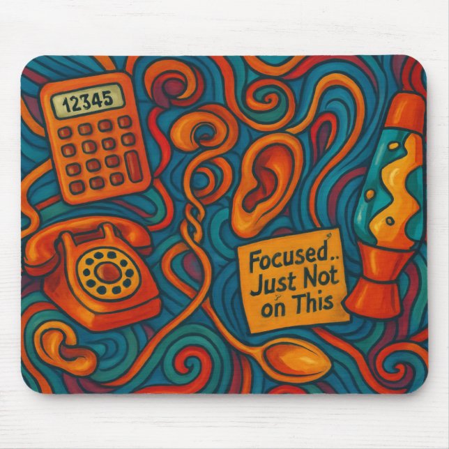 Funny ADHD Focused... Just Not on This Mouse Pad (Front)