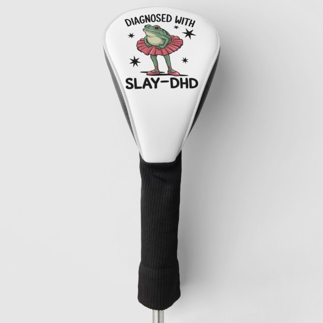 Funny ADHD Frog Neurodivergent Meme Y2K Frogcore  Golf Head Cover (Front)