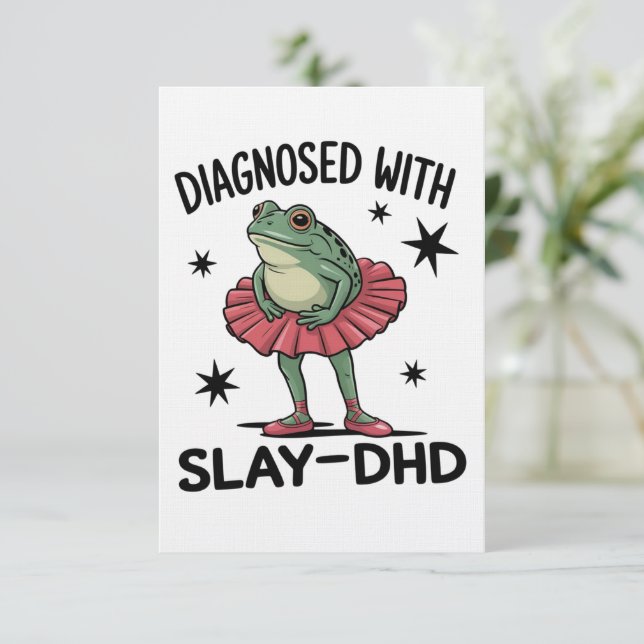 Funny ADHD Frog Neurodivergent Meme Y2K Frogcore  Invitation (Standing Front)