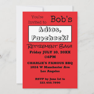 FUNNY Adios, Paycheck Dad Retirement Party  Invitation
