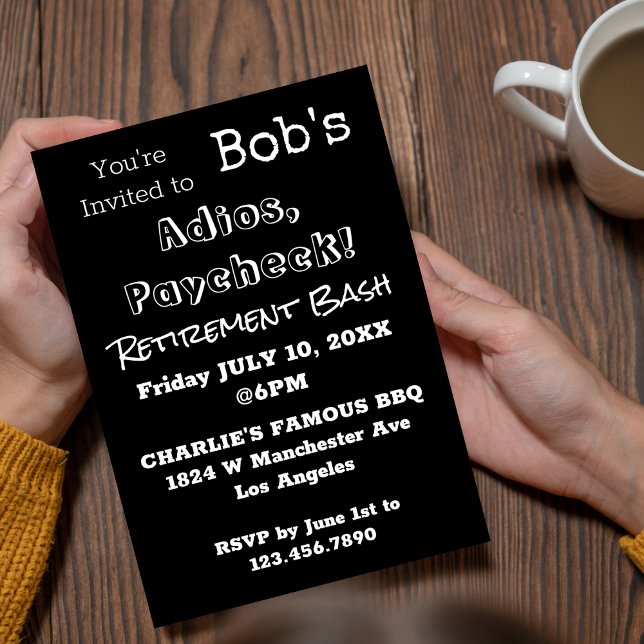 FUNNY Adios, Paycheck Dad Retirement Party  Invitation (Creator Uploaded)