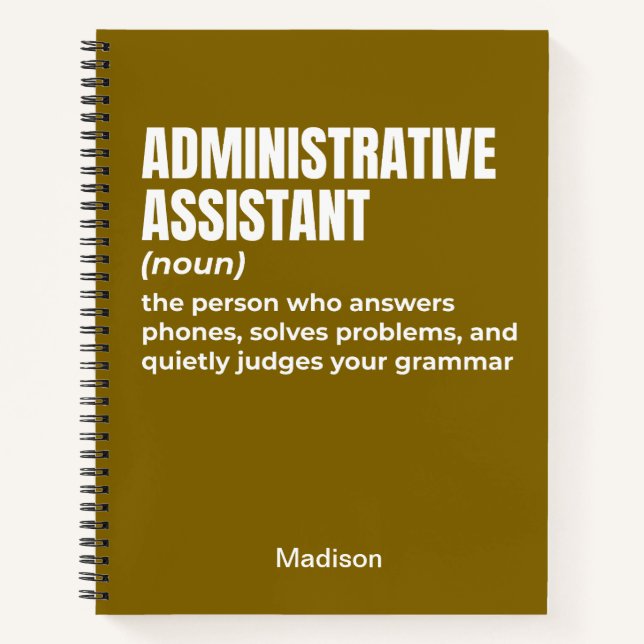 Funny Administrative Assistant Definition (W4) Notebook (Front)