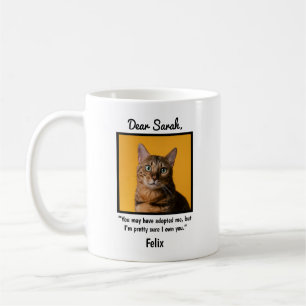 Funny Adopted Cat Custom Photo Coffee Mug