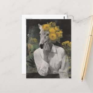 Funny Adorable Animal Woman Collage Postcard