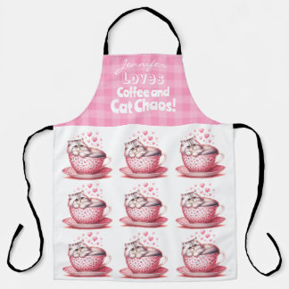 Funny Adorable Cat Coffee All-Over Print Apron