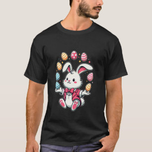 Funny Adorable Easter Bunny Juggling Colourful Egg T-Shirt