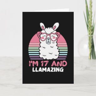 Funny Adorable Llama 17th Birthday Gift For Women Card