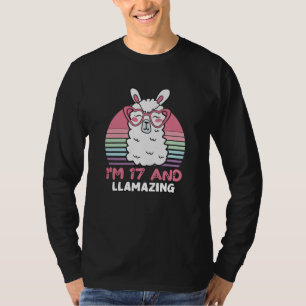 Funny Adorable Llama 17th Birthday Gift For Women T-Shirt