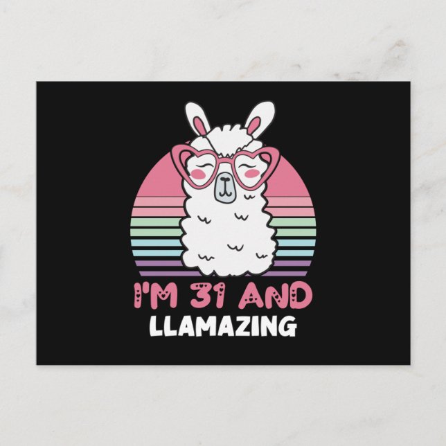 Funny Adorable Llama 31st Birthday Gift For Women Postcard (Front)