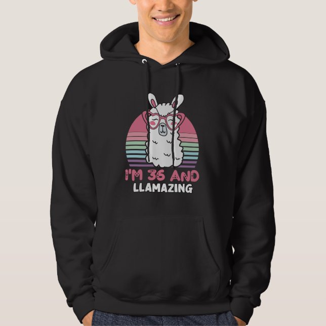 Funny Adorable Llama 36th Birthday Gift For Women Hoodie (Front)