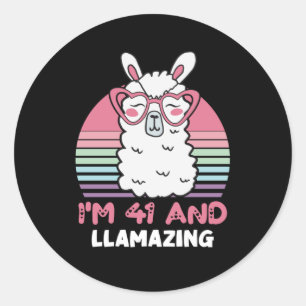 Funny Adorable Llama 41st Birthday Gift For Women Classic Round Sticker