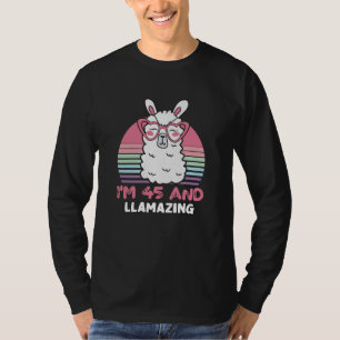 Funny Adorable Llama 45th Birthday Gift For Women T-Shirt