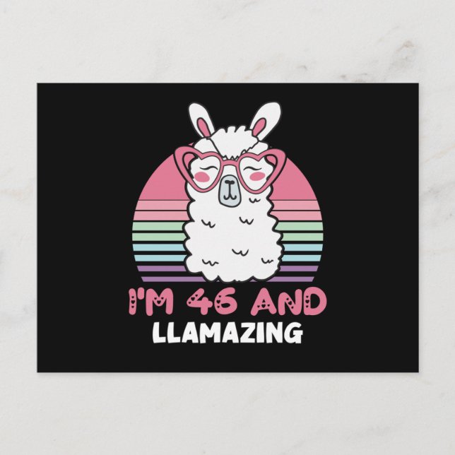 Funny Adorable Llama 46th Birthday Gift For Women Postcard (Front)