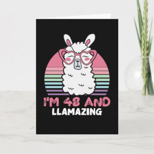 Funny Adorable Llama 48th Birthday Gift For Women Card