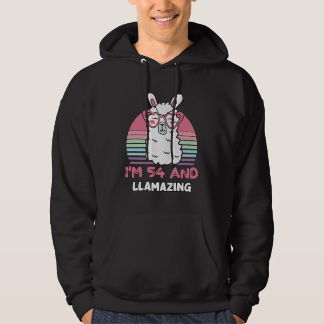 Funny Adorable Llama 54th Birthday Gift For Women Hoodie (Front)